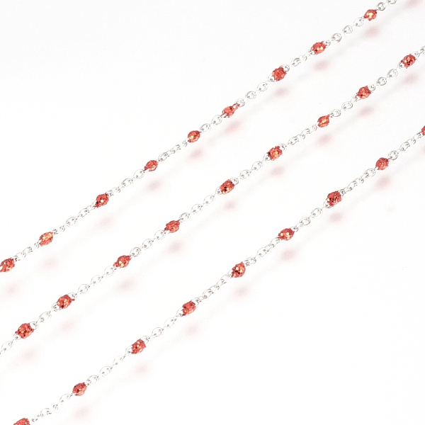 PandaHall 304 Stainless Steel Handmade Beaded Chain, Cable Chains, with Enamel and Glitter Powder, Soldered, with Spool, Flat Oval, Red...
PandaHall 304 Stainless Steel Handmade Beaded Chain, Cable Chains, with Enamel and Glitter Powder, Soldered, with Spool, Flat Oval, Red...