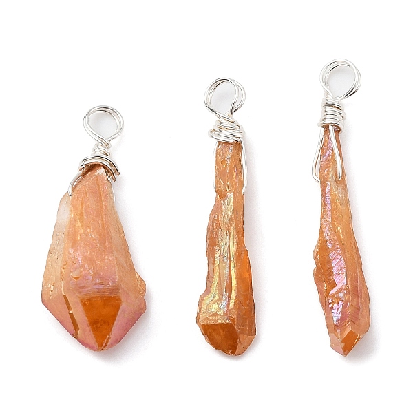 PandaHall Electroplated Raw Rough Natural Quartz Crystal Copper Wire Wrapped Pendants, Copper Plated Teardrop Charms, Silver...
PandaHall Electroplated Raw Rough Natural Quartz Crystal Copper Wire Wrapped Pendants, Copper Plated Teardrop Charms, Silver...
