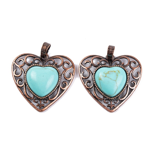 PandaHall Synthetic Turquoise Peach Love Heart Pendants, Rack Plating Brass Hollow Heart Charms, Cadmium Free & Lead Free, Red Copper...
PandaHall Synthetic Turquoise Peach Love Heart Pendants, Rack Plating Brass Hollow Heart Charms, Cadmium Free & Lead Free, Red Copper...