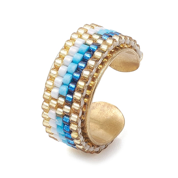 PandaHall Glass Seed Beads Cuff Rings, 304 Stainless Steel Wide Band Open Rings for Women, Blue, 10mm, Inner Diameter: Adjustable Glass Blue
PandaHall Glass Seed Beads Cuff Rings, 304 Stainless Steel Wide Band Open Rings for Women, Blue, 10mm, Inner Diameter: Adjustable Glass Blue