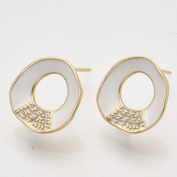 PandaHall Brass Micro Pave Cubic Zirconia Stud Earring Findings, Enamel and Loop, Nickel Free, Real 18K Gold Plated, Ring, White, 15x14.5mm...
PandaHall Brass Micro Pave Cubic Zirconia Stud Earring Findings, Enamel and Loop, Nickel Free, Real 18K Gold Plated, Ring, White, 15x14.5mm...