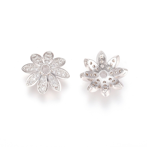 PandaHall Brass Micro Pave Cubic Zirconia Bead Cap, 8-Petal, Flower, Clear, Platinum, 11x4mm, Hole: 1.6mm Brass+Cubic Zirconia Clear
PandaHall Brass Micro Pave Cubic Zirconia Bead Cap, 8-Petal, Flower, Clear, Platinum, 11x4mm, Hole: 1.6mm Brass+Cubic Zirconia Clear