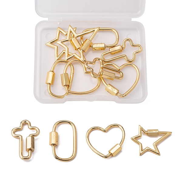 PandaHall 8Pcs 4 Style Brass Screw Carabiner Lock Charms, for Necklaces Making, Star & Oval & Heart & Cross, Real 18K Gold Plated...
PandaHall 8Pcs 4 Style Brass Screw Carabiner Lock Charms, for Necklaces Making, Star & Oval & Heart & Cross, Real 18K Gold Plated...