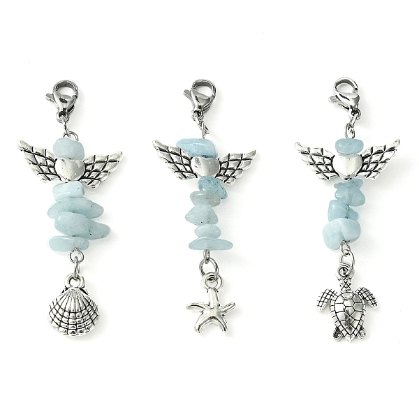 PandaHall Natural Aquamarine Chip Pendant Decorations, with Lobster Claw Clasps and Tibetan Style Zinc Alloy Charms, Shell/Starfish/Turtle ...
PandaHall Natural Aquamarine Chip Pendant Decorations, with Lobster Claw Clasps and Tibetan Style Zinc Alloy Charms, Shell/Starfish/Turtle ...