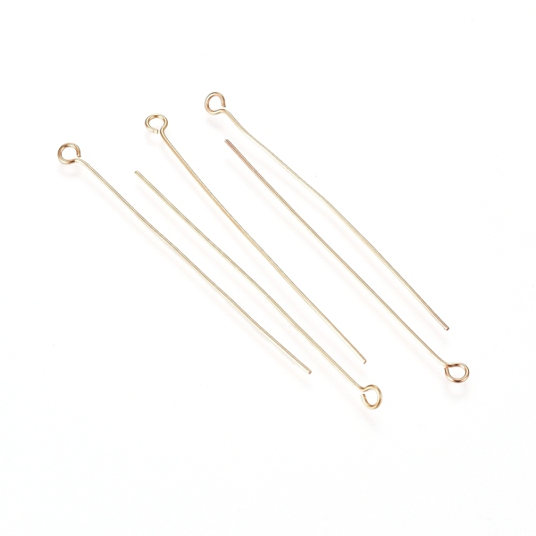 PandaHall 304 Stainless Steel Eye Pins, Real 18K Gold Plated, 22 Gauge, 50x0.6mm, Hole: 2mm 304 Stainless Steel
PandaHall 304 Stainless Steel Eye Pins, Real 18K Gold Plated, 22 Gauge, 50x0.6mm, Hole: 2mm 304 Stainless Steel