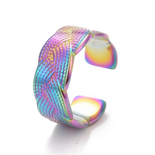 PandaHall Ion Plating(IP) Rainbow Color 304 Stainless Steel Textured Open Cuff Ring for Women, US Size 7 3/4(17.9mm) 304 Stainless Steel
PandaHall Ion Plating(IP) Rainbow Color 304 Stainless Steel Textured Open Cuff Ring for Women, US Size 7 3/4(17.9mm) 304 Stainless Steel