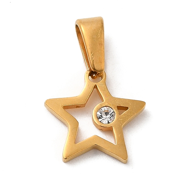 PandaHall Vacuum Plating 304 Stainless Steel Pendants, with Rhinestone, Long-Lasting Plated, Star Charm, Golden, 10.5x10.5x2mm, Hole..., Clear
PandaHall Vacuum Plating 304 Stainless Steel Pendants, with Rhinestone, Long-Lasting Plated, Star Charm, Golden, 10.5x10.5x2mm, Hole..., Clear