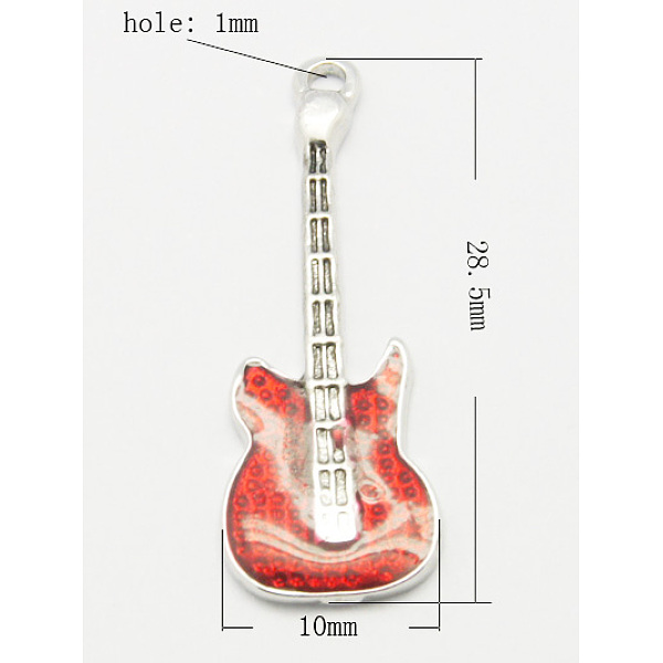 PandaHall Brass Enamel Pendants, Lead Free & Nickel Free, Guitar, Platinum Color, Red, Size: about 28.5mm long, 10mm wide, 2mm thick, hole...
PandaHall Brass Enamel Pendants, Lead Free & Nickel Free, Guitar, Platinum Color, Red, Size: about 28.5mm long, 10mm wide, 2mm thick, hole...