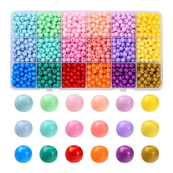 PandaHall 18 Colors Opaque Acrylic Beads, Round, Mixed Color, 6x5mm, Hole: 1.8mm, 1440~1530pcs/box Acrylic Round Multicolor
PandaHall 18 Colors Opaque Acrylic Beads, Round, Mixed Color, 6x5mm, Hole: 1.8mm, 1440~1530pcs/box Acrylic Round Multicolor