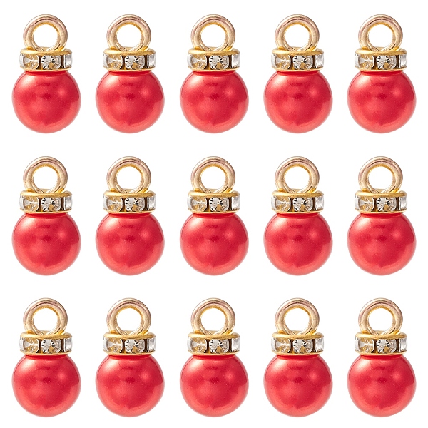 PandaHall ABS Plastic Charms, with Golden Tone Iron Findings and Rhinestone, Dyed, Round Charm, FireBrick, 13.5x8mm, Hole: 2.5mm, about..., Red
PandaHall ABS Plastic Charms, with Golden Tone Iron Findings and Rhinestone, Dyed, Round Charm, FireBrick, 13.5x8mm, Hole: 2.5mm, about..., Red
