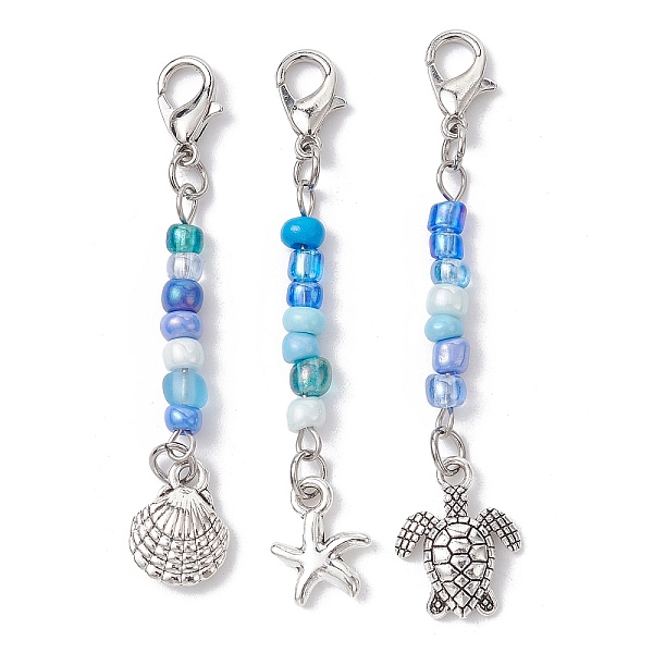 PandaHall Marine Theme Alloy Pendant Decorations, with Glass Seed Beads and Alloy Swivel Lobster Claw Clasps, Shell/Starfish/Tortoise...
PandaHall Marine Theme Alloy Pendant Decorations, with Glass Seed Beads and Alloy Swivel Lobster Claw Clasps, Shell/Starfish/Tortoise...