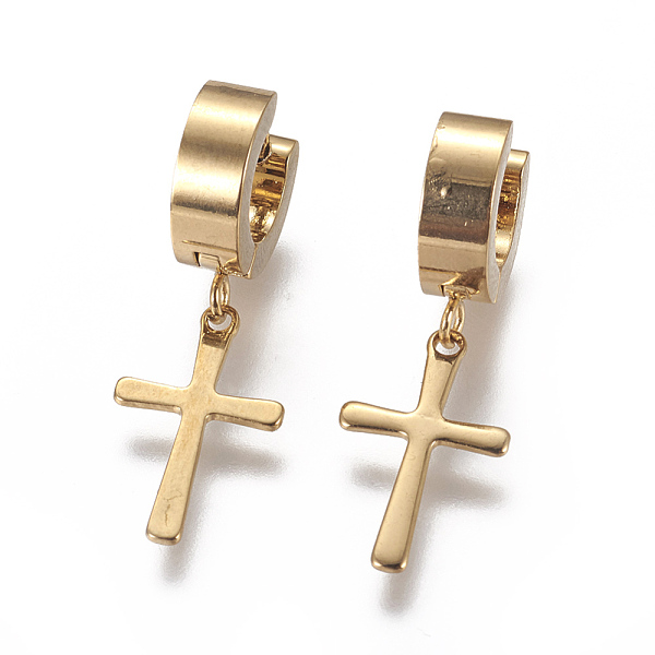 PandaHall 304 Stainless Steel Hoop Earrings, Hypoallergenic Earrings, Dangle Earrings, Cross, Golden, 27mm, Pin: 1mm 304 Stainless Steel
PandaHall 304 Stainless Steel Hoop Earrings, Hypoallergenic Earrings, Dangle Earrings, Cross, Golden, 27mm, Pin: 1mm 304 Stainless Steel