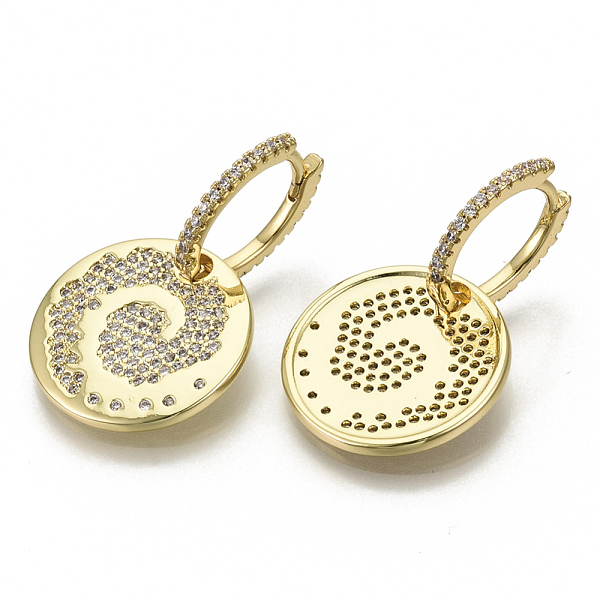 PandaHall Brass Micro Pave Cubic Zirconia Dangle Huggie Hoop Earrings, Nickel Free, Flat Round, Clear, Real 18K Gold Plated, 32.5mm, Pin...
PandaHall Brass Micro Pave Cubic Zirconia Dangle Huggie Hoop Earrings, Nickel Free, Flat Round, Clear, Real 18K Gold Plated, 32.5mm, Pin...