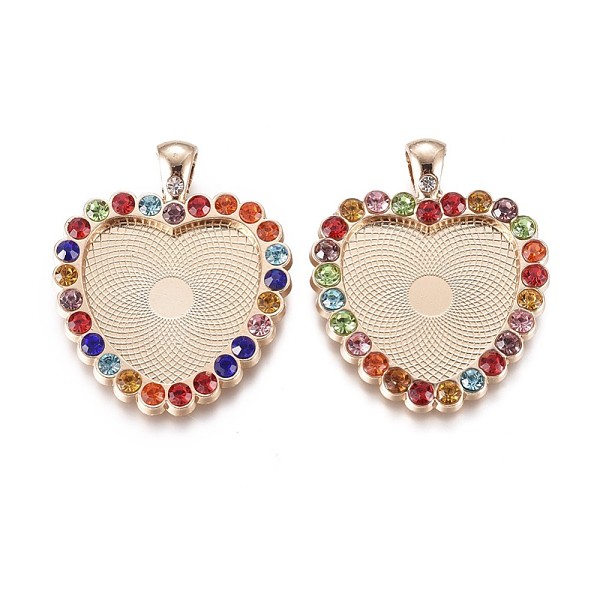 PandaHall Electrophoresis Alloy Pendant Cabochon Settings, Plain Edge Bezel Cups, with Rhinestone, Heart, Colorful, Light Gold, Tray..., Multicolor
PandaHall Electrophoresis Alloy Pendant Cabochon Settings, Plain Edge Bezel Cups, with Rhinestone, Heart, Colorful, Light Gold, Tray..., Multicolor