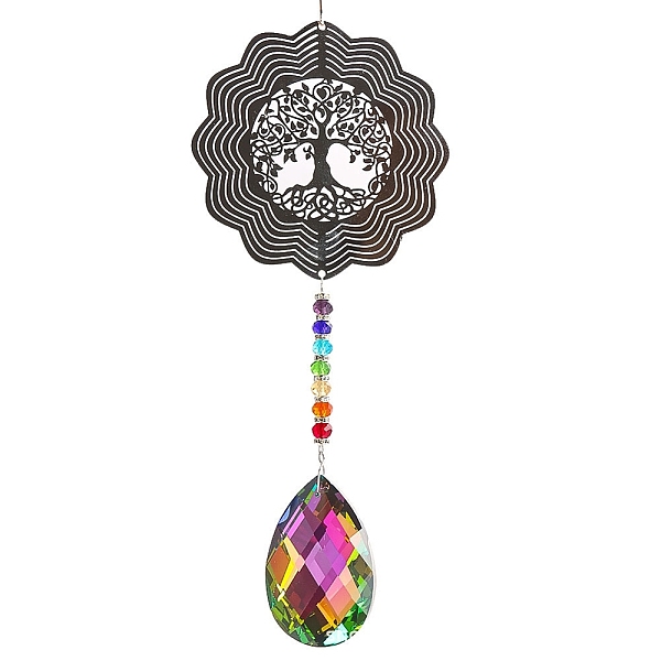 PandaHall Metal 3D Tree of Life Rotating Wind Spinners, Glass Teardrop Charms for Outdoor Garden Hanging Decoration, Colorful, 280x100mm...
PandaHall Metal 3D Tree of Life Rotating Wind Spinners, Glass Teardrop Charms for Outdoor Garden Hanging Decoration, Colorful, 280x100mm...