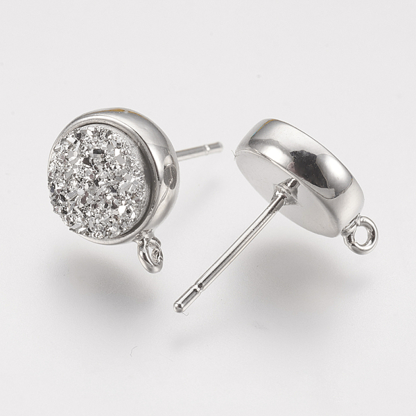 PandaHall Brass Ear Stud Findings, with Druzy Resin Cabochon and Loop, Flat Round, Platinum, Silver, 12.5x10mm, Hole: 1mm, Pin: 0.7mm Brass...
PandaHall Brass Ear Stud Findings, with Druzy Resin Cabochon and Loop, Flat Round, Platinum, Silver, 12.5x10mm, Hole: 1mm, Pin: 0.7mm Brass...