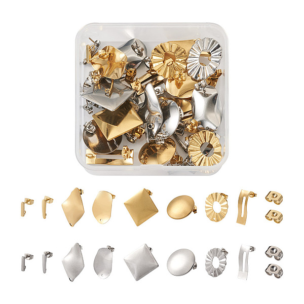 PandaHall Cheriswelry 32Pcs 16 Style 304 Stainless Steel Stud Earring Findings, with Hole and 20Pcs Ear Nuts, Flat Round & Rectangle & Oval...
PandaHall Cheriswelry 32Pcs 16 Style 304 Stainless Steel Stud Earring Findings, with Hole and 20Pcs Ear Nuts, Flat Round & Rectangle & Oval...