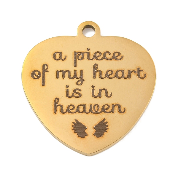 PandaHall Vacuum Plating 201 Stainless Steel Pendants, Heart with Word A Piece of My Heart is in Heaven Charms, Real 18K Gold Plated...
PandaHall Vacuum Plating 201 Stainless Steel Pendants, Heart with Word A Piece of My Heart is in Heaven Charms, Real 18K Gold Plated...