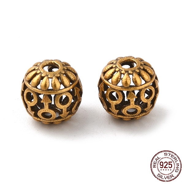 PandaHall 925 Sterling Silver Beads, Hollow Round, Antique Golden, 8x7.5mm, Hole: 1.8mm Sterling Silver Round
PandaHall 925 Sterling Silver Beads, Hollow Round, Antique Golden, 8x7.5mm, Hole: 1.8mm Sterling Silver Round