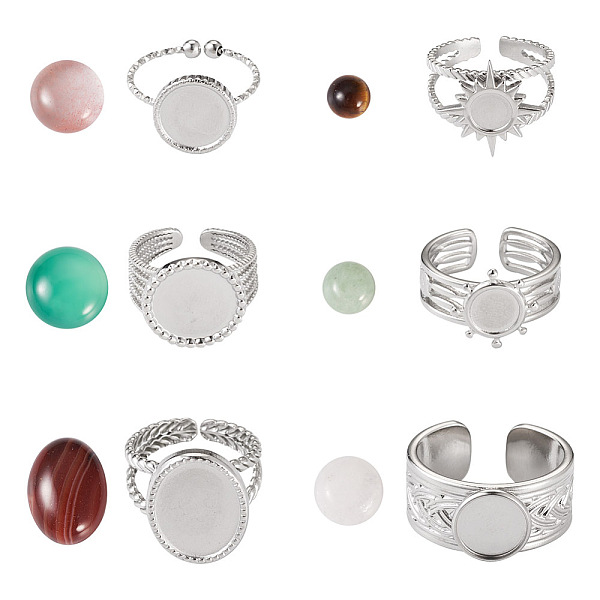 PandaHall DIY Gemstone Ring Making Kit, Inlcuding Flat Round 304 Stainless Steel Open Cuff Finger Ring Settings, Natural Mixed Stone Half...
PandaHall DIY Gemstone Ring Making Kit, Inlcuding Flat Round 304 Stainless Steel Open Cuff Finger Ring Settings, Natural Mixed Stone Half...