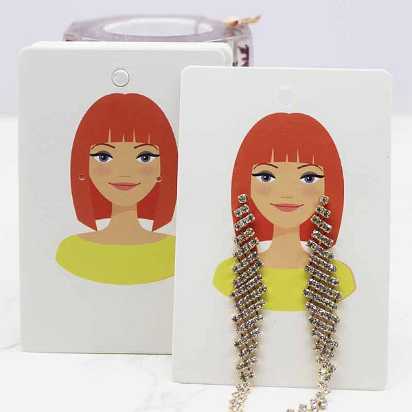 PandaHall Paper Earring Display Cards, Earring Holder Cards, Rectangle with Girl Pattern, Green Yellow, 9x6x0.03cm, Hole: 5mm and 1mm Paper...
PandaHall Paper Earring Display Cards, Earring Holder Cards, Rectangle with Girl Pattern, Green Yellow, 9x6x0.03cm, Hole: 5mm and 1mm Paper...