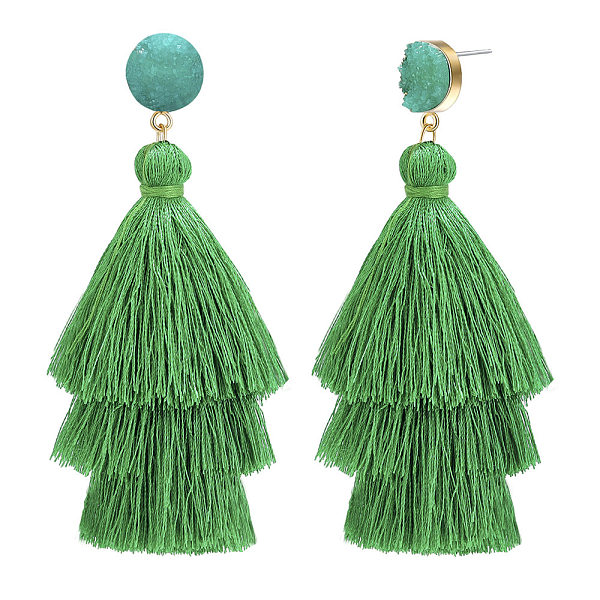 PandaHall SHEGRACE Brass Stud Earrings, Dangle Earrings, with Resin and Tassel Pendants, Dark Green, 88mm Resin Green
PandaHall SHEGRACE Brass Stud Earrings, Dangle Earrings, with Resin and Tassel Pendants, Dark Green, 88mm Resin Green