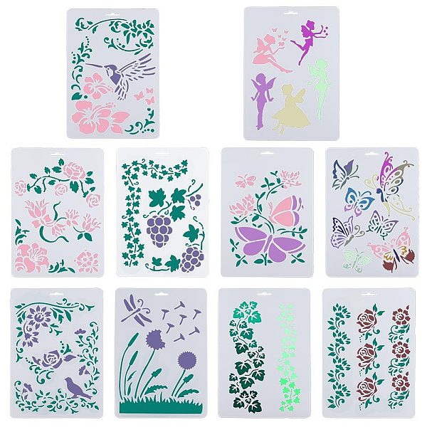 PandaHall Gorgecraft 10Pcs 10 Styles PP Plastic Hollow Out Drawing Painting Stencils Templates, Flower & Bird & Fairy & Butterfly, Mixed...
PandaHall Gorgecraft 10Pcs 10 Styles PP Plastic Hollow Out Drawing Painting Stencils Templates, Flower & Bird & Fairy & Butterfly, Mixed...