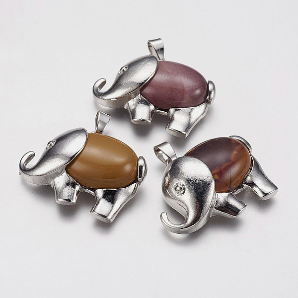 PandaHall Natural Mookaite Pendants, with Alloy Finding, Platinum Plated, Elephant, 29x37x10mm, Hole: 4x6mm Mookaite Elephant
PandaHall Natural Mookaite Pendants, with Alloy Finding, Platinum Plated, Elephant, 29x37x10mm, Hole: 4x6mm Mookaite Elephant