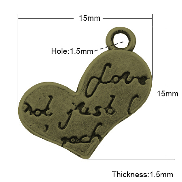 PandaHall Tibetan Style Alloy Pendants, Cadmium Free & Nickel Free & Lead Free, Heart, Antique Bronze, 15x15x1.5mm, Hole: 1.5mm Alloy Heart
PandaHall Tibetan Style Alloy Pendants, Cadmium Free & Nickel Free & Lead Free, Heart, Antique Bronze, 15x15x1.5mm, Hole: 1.5mm Alloy Heart