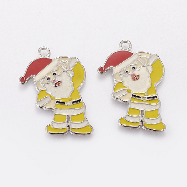 PandaHall Alloy Enamel Pendants, Cadmium Free & Nickel Free & Lead Free, Christmas Santa Claus, Platinum Metal Color, Yellow, 36mm long...
PandaHall Alloy Enamel Pendants, Cadmium Free & Nickel Free & Lead Free, Christmas Santa Claus, Platinum Metal Color, Yellow, 36mm long...