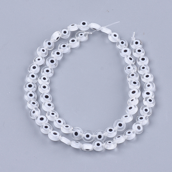 PandaHall Handmade Evil Eye Lampwork Beads Strands, Flat Round, Clear, 6x2.5mm, Hole: 1mm, about 64~65pcs/strand, 14.1 inch~14.5 inch...
PandaHall Handmade Evil Eye Lampwork Beads Strands, Flat Round, Clear, 6x2.5mm, Hole: 1mm, about 64~65pcs/strand, 14.1 inch~14.5 inch...