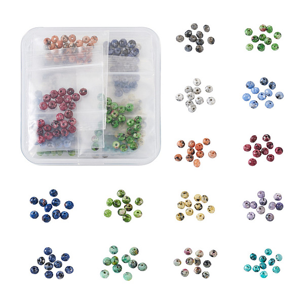 PandaHall Craftdady 350Pcs 14 Colors Natural Sesame Jasper/Kiwi Jasper Beads, Dyed, Faceted, Rondelle, Mixed Color, 4x3mm, Hole: 0.9mm..., Multicolor
PandaHall Craftdady 350Pcs 14 Colors Natural Sesame Jasper/Kiwi Jasper Beads, Dyed, Faceted, Rondelle, Mixed Color, 4x3mm, Hole: 0.9mm..., Multicolor