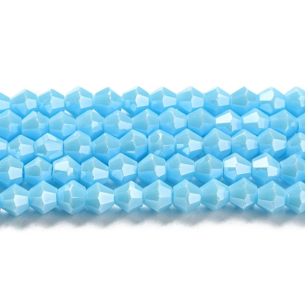 PandaHall Opaque Solid Color Electroplate Glass Beads Strands, Pearl Luster Plated, Faceted, Bicone, Deep Sky Blue, 4x4mm, Hole: 0.8mm...
PandaHall Opaque Solid Color Electroplate Glass Beads Strands, Pearl Luster Plated, Faceted, Bicone, Deep Sky Blue, 4x4mm, Hole: 0.8mm...