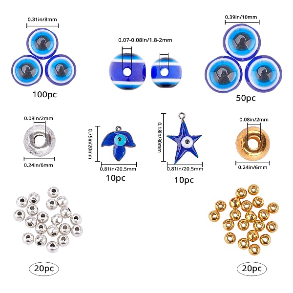 PandaHall DIY Jewelry Set Making, with Round Evil Eye Resin Beads, Alloy Enamel Pendants, Nylon Thread and Tibetan Style Alloy Spacer Beads..., Multicolor
PandaHall DIY Jewelry Set Making, with Round Evil Eye Resin Beads, Alloy Enamel Pendants, Nylon Thread and Tibetan Style Alloy Spacer Beads..., Multicolor
