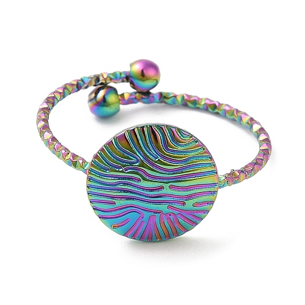 PandaHall Ion Plating(IP) 304 Stainless Steel Flat Round Open Cuff Ring for Women, Rainbow Color, Inner Diameter: 18mm 304 Stainless Steel
PandaHall Ion Plating(IP) 304 Stainless Steel Flat Round Open Cuff Ring for Women, Rainbow Color, Inner Diameter: 18mm 304 Stainless Steel