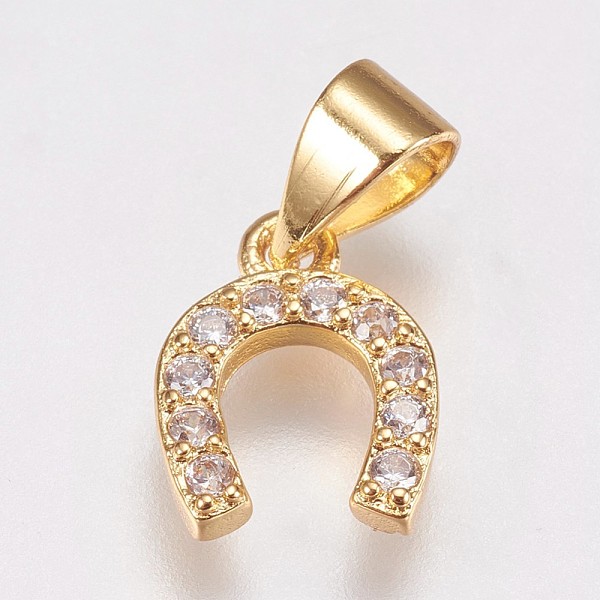 PandaHall Brass Micro Pave Cubic Zirconia Charms, Horseshoe, Golden, 10x8x2mm, Hole: 3.5x4.5mm Brass+Cubic Zirconia Others Clear
PandaHall Brass Micro Pave Cubic Zirconia Charms, Horseshoe, Golden, 10x8x2mm, Hole: 3.5x4.5mm Brass+Cubic Zirconia Others Clear
