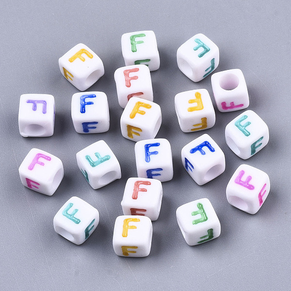 PandaHall Opaque White Acrylic Beads, with Enamel, Horizontal Hole, Cube with Mixed Color Letter, Letter.F, 6x6x6mm, Hole: 3mm, about..., Multicolor
PandaHall Opaque White Acrylic Beads, with Enamel, Horizontal Hole, Cube with Mixed Color Letter, Letter.F, 6x6x6mm, Hole: 3mm, about..., Multicolor