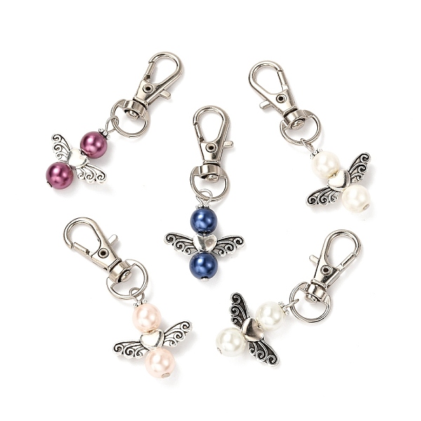 PandaHall Baking Painted Pearlized Glass Pearl Pendants, with Alloy Heart Beads & Swivel Lobster Claw Clasps, Iron Pins & Bead Caps, Angel..., Multicolor
PandaHall Baking Painted Pearlized Glass Pearl Pendants, with Alloy Heart Beads & Swivel Lobster Claw Clasps, Iron Pins & Bead Caps, Angel..., Multicolor
