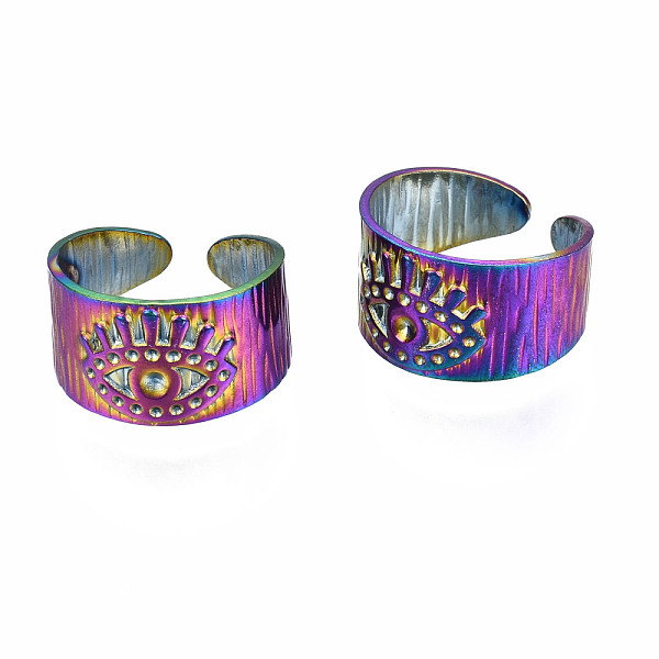 PandaHall Evil Eye Lucky Cuff Rings, Flat Wide Open Rings, Rainbow Color 304 Stainless Steel Rings for Women, US Size 8 1/4(18.3mm) 304...
PandaHall Evil Eye Lucky Cuff Rings, Flat Wide Open Rings, Rainbow Color 304 Stainless Steel Rings for Women, US Size 8 1/4(18.3mm) 304...