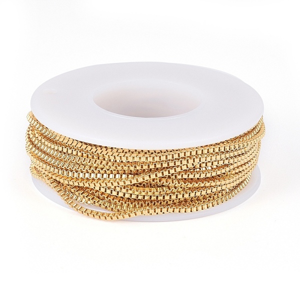 PandaHall 304 Stainless Steel Box Chains, Venetian Chains, with Spool, Unwelded, Golden, 1.5x1.5x1.5mm, about 32.8 Feet(10m)/roll 304...
PandaHall 304 Stainless Steel Box Chains, Venetian Chains, with Spool, Unwelded, Golden, 1.5x1.5x1.5mm, about 32.8 Feet(10m)/roll 304...