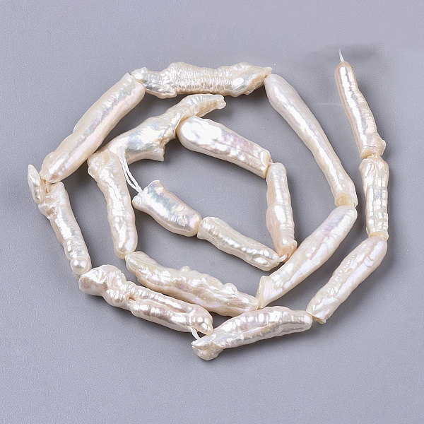 PandaHall Natural Baroque Pearl Keshi Pearl Beads Strands, Cultured Freshwater Pearl, Toothpick, Seashell Color, 15~41x4~9x3~6mm, Hole...
PandaHall Natural Baroque Pearl Keshi Pearl Beads Strands, Cultured Freshwater Pearl, Toothpick, Seashell Color, 15~41x4~9x3~6mm, Hole...
