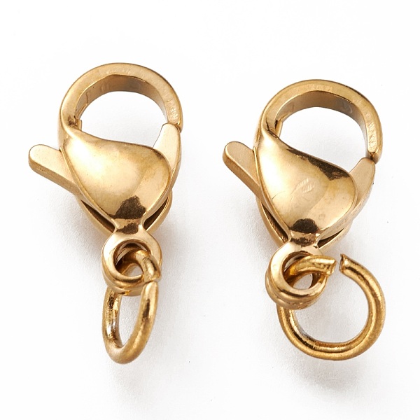 PandaHall Ion Plating(IP) 304 Stainless Steel Lobster Claw Clasps, With Jump Ring, Golden, 11x7x3mm, Hole: 3mm, Jump Ring: 5x0.6mm 304...
PandaHall Ion Plating(IP) 304 Stainless Steel Lobster Claw Clasps, With Jump Ring, Golden, 11x7x3mm, Hole: 3mm, Jump Ring: 5x0.6mm 304...