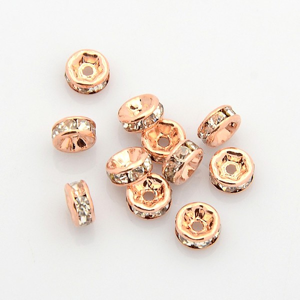 PandaHall Brass Rhinestone Spacer Beads, Grade AAA, Straight Flange, Nickel Free, Rose Gold Metal Color, Rondelle, Crystal, 6x3mm, Hole: 1mm..., Clear
PandaHall Brass Rhinestone Spacer Beads, Grade AAA, Straight Flange, Nickel Free, Rose Gold Metal Color, Rondelle, Crystal, 6x3mm, Hole: 1mm..., Clear