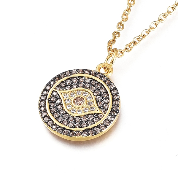 PandaHall Brass Micro Pave Cubic Zirconia Pendant Necklaces, with 304 Stainless Steel Cable Chains, Flat Round with Evil Eye, Golden, Clear...
PandaHall Brass Micro Pave Cubic Zirconia Pendant Necklaces, with 304 Stainless Steel Cable Chains, Flat Round with Evil Eye, Golden, Clear...