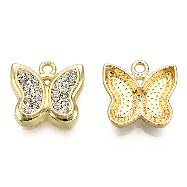 PandaHall Rack Plating Alloy Pendants, with Crystal Rhinestone, Cadmium Free & Nickel Free & Lead Free, Butterfly, Light Gold, 14.5x15x3mm..., Clear
PandaHall Rack Plating Alloy Pendants, with Crystal Rhinestone, Cadmium Free & Nickel Free & Lead Free, Butterfly, Light Gold, 14.5x15x3mm..., Clear