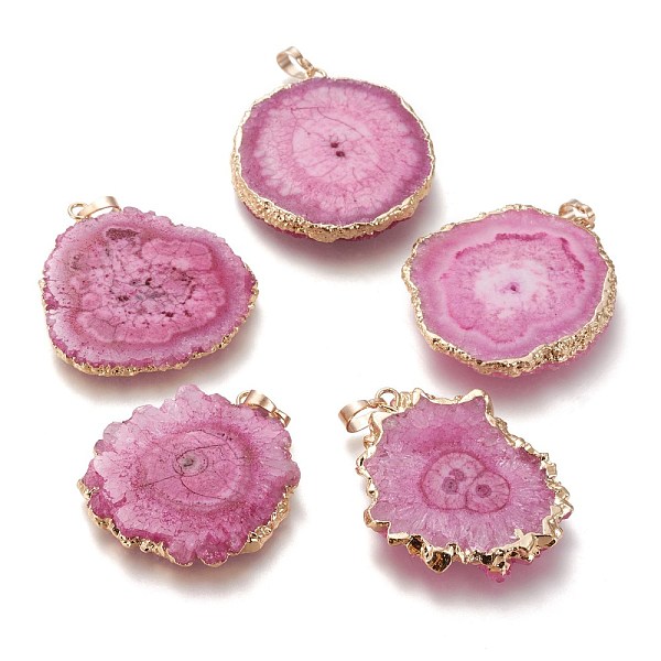 PandaHall Dyed Natural Druzy Solar Quartz Crystal Pendants, Edge Plated, with Brass Bails, Sunflower, Golden, Hot Pink, 40~50x30~45x5~6mm...
PandaHall Dyed Natural Druzy Solar Quartz Crystal Pendants, Edge Plated, with Brass Bails, Sunflower, Golden, Hot Pink, 40~50x30~45x5~6mm...