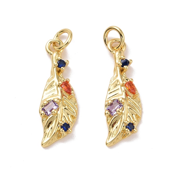 PandaHall Feather Brass Micro Pave Colorful Cubic Zirconia Pendants, with Jump Rings, Cadmium Free & Lead Free, Real 18K Gold Plated...
PandaHall Feather Brass Micro Pave Colorful Cubic Zirconia Pendants, with Jump Rings, Cadmium Free & Lead Free, Real 18K Gold Plated...