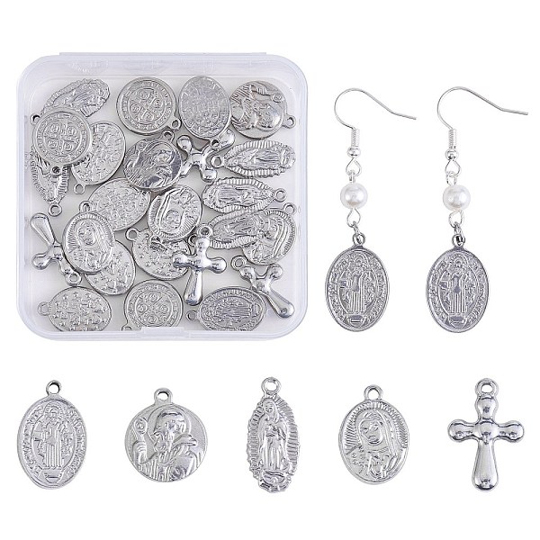 PandaHall 30Pcs 5 Style 201 Stainless Steel Pendants, Oval with Virgin Mary & Flat Round with Cssml Ndsmd Cross God Father Religious...
PandaHall 30Pcs 5 Style 201 Stainless Steel Pendants, Oval with Virgin Mary & Flat Round with Cssml Ndsmd Cross God Father Religious...