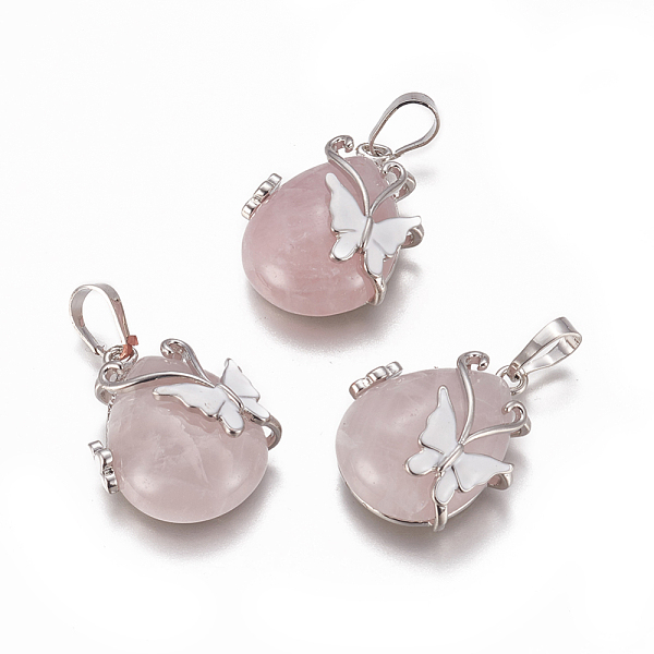 PandaHall Natural Rose Quartz Pendants, with Enamel and Brass Findings, teardrop, with Butterfly, Platinum, 30x23.5x12mm, Hole: 10x6mm Rose...
PandaHall Natural Rose Quartz Pendants, with Enamel and Brass Findings, teardrop, with Butterfly, Platinum, 30x23.5x12mm, Hole: 10x6mm Rose...