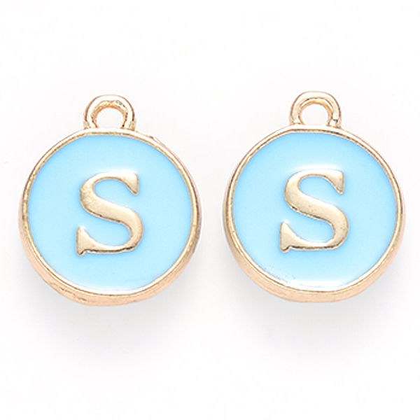 PandaHall Golden Plated Alloy Enamel Charms, Cadmium Free & Lead Free, Enamelled Sequins, Flat Round with Letter, Sky Blue, Letter.S...
PandaHall Golden Plated Alloy Enamel Charms, Cadmium Free & Lead Free, Enamelled Sequins, Flat Round with Letter, Sky Blue, Letter.S...
